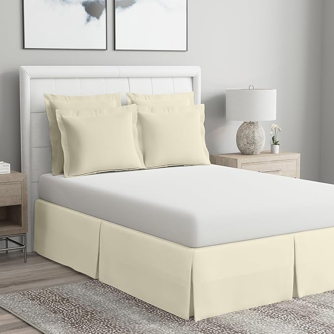 Bed Maker’s Never Lift Your Mattress Wrap Around Bed Skirt, Classic Style, Low Maintenance Wrinkle Resistant Fabric, Traditional 14 Inch Drop Length, Cream, King