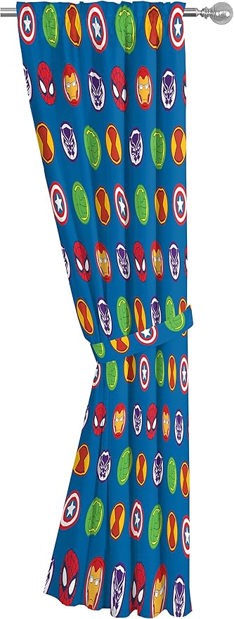 Jay Franco Marvel Super Hero Adventures Double Team 84" Inch Drapes - Beautiful Room Décor & Easy Set Up, Bedding Features The Avengers - Curtains Include 2 Tiebacks, 4 Piece Set