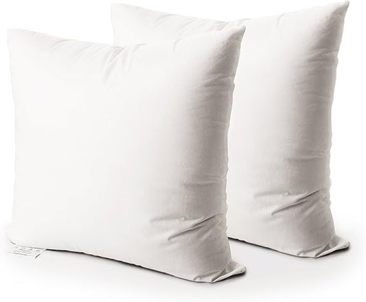 EDOW Throw Pillow Insert, Set of 2 Down Alternative Polyester Square Form Decorative Pillow, Cushion,Sham Stuffer. (White, 26x26)