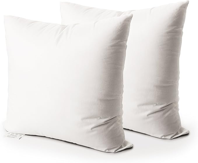 Edow Throw Pillow Insert, Set of 2 Down Alternative Polyester Square Form Decorative Pillow, Cushion,Sham Stuffer. (White, 24x24), 2 Count (Pack of 1)
