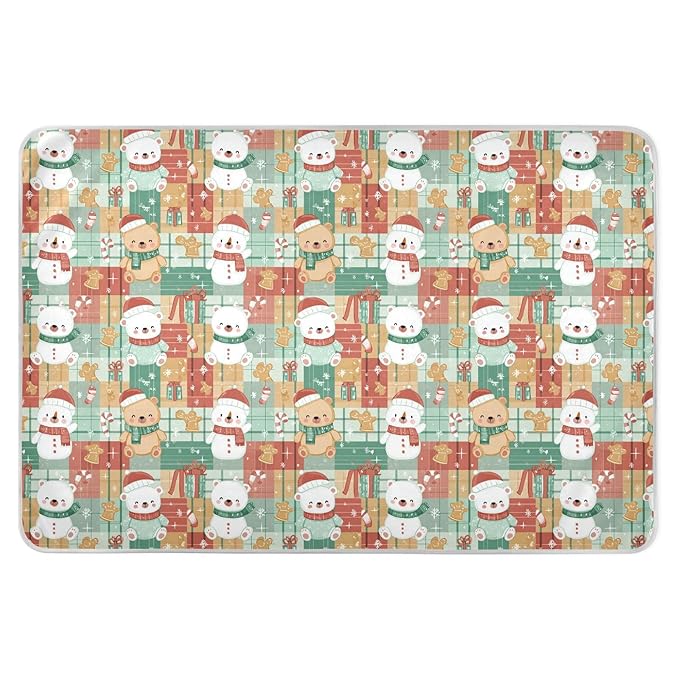 Waterproof Bed Pad Reusable Changing Pad Toddler Mattress Protector Large Pee Pad Baby Diaper Pad Soft Washable Liner Red Green Santa Grid Christmas