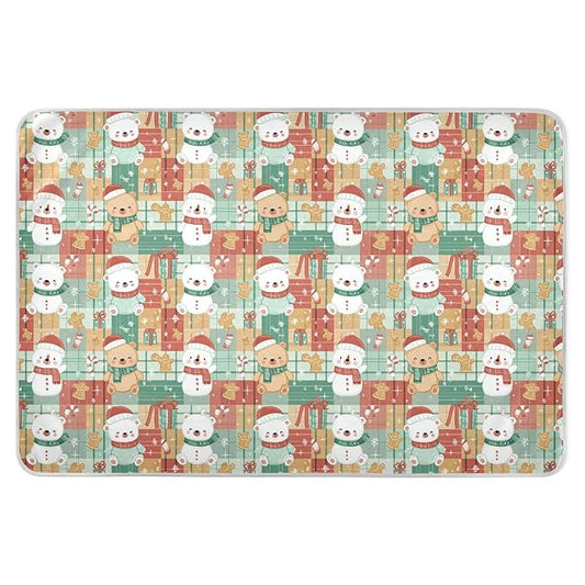 Waterproof Bed Pad Reusable Changing Pad Toddler Mattress Protector Large Pee Pad Baby Diaper Pad Soft Washable Liner Red Green Santa Grid Christmas