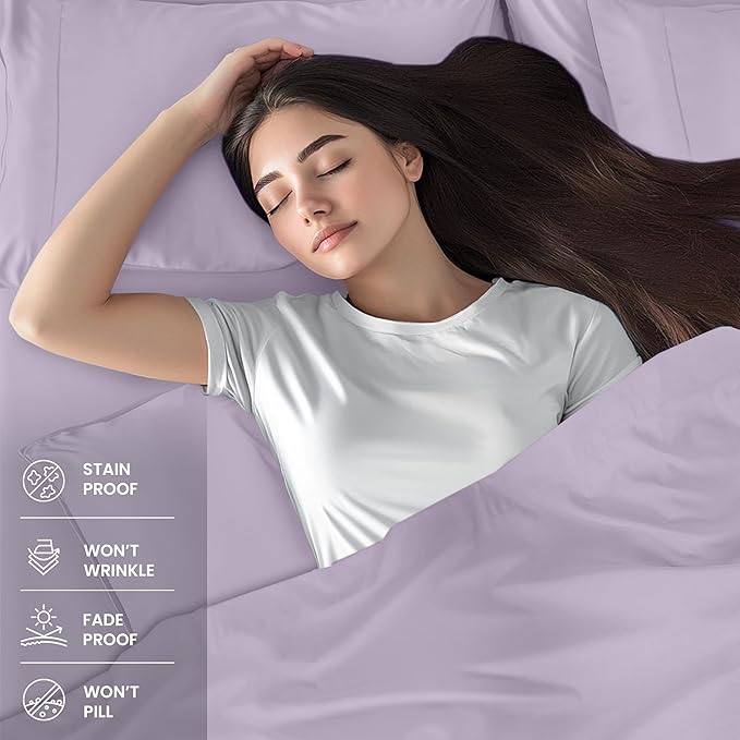 Utopia Bedding Full Sheet Set – 4 Piece Bed Sheets for Full Size Bed, Soft and Breathable Microfiber, Includes 1 Fitted Sheet, 1 Flat Sheet and 2 Pillowcases (Lavender)