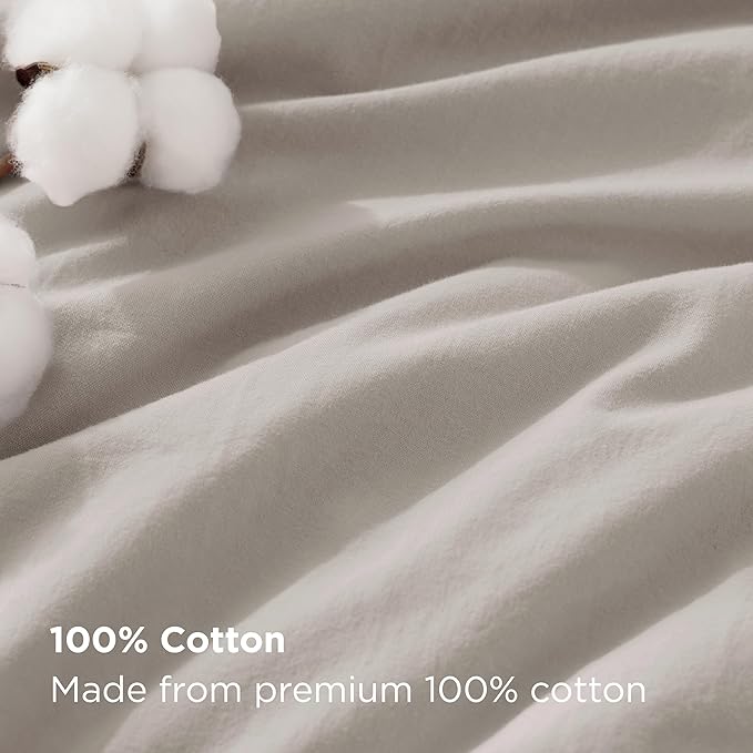 Bedsure 100% Stone Washed Cotton Duvet Cover King - Stone Color Minimalist Cotton Duvet Cover Linen Like for All Seasons - GentleSoft™ Plain Simple Bedding (King, 104"x90")