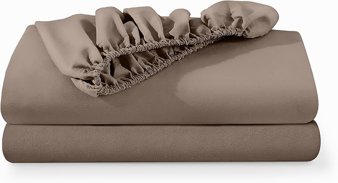 Bare Home 2-Pack Fitted Bottom Sheets King - Premium 1800 Ultra-Soft Wrinkle Resistant Microfiber - Deep Pocket (King, Taupe)