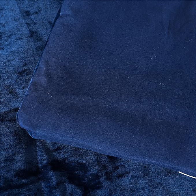 Sunshine Nicole Distressed Velvet Comforter Set, Distressed Velvet Face and Brushed Solid Microfiber Reverse, with Light Weight Soft Poly Fill, 5 Pieces Navy, Queen