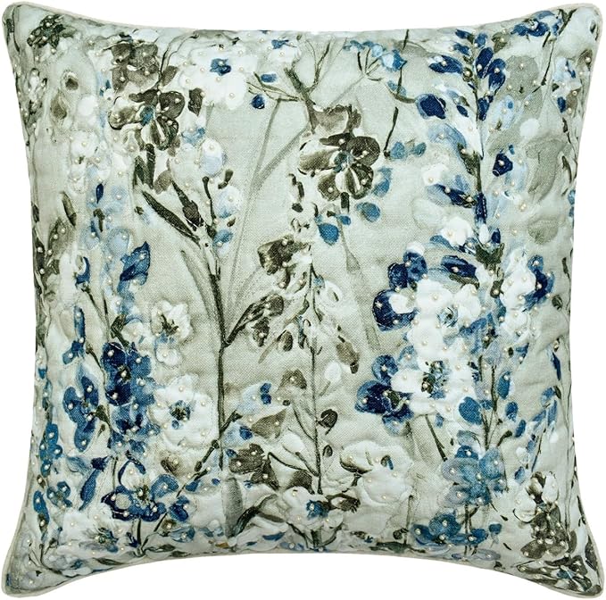 The HomeCentric King/Queen/Twin Blue Decorative Bed Runner King 90"x18" Bed Runner with One Pillow Cover, Quilted Bed Scarf on Cotton Fabric - Garden Grace