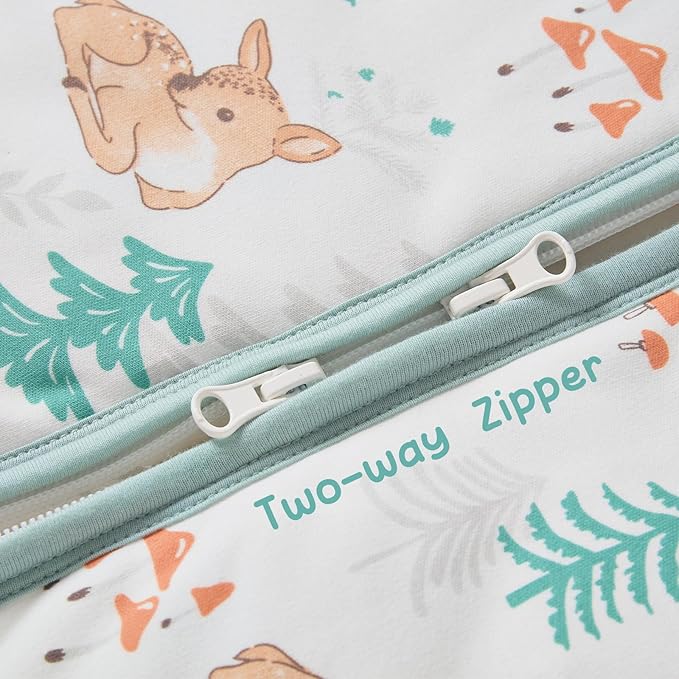 Baby Sleeping Bag 2.5 TOG Cotton Winter Sleep Sack for Newborn babies, Unisex Baby Wearable Blanket with Animal Patterns, Deer, M