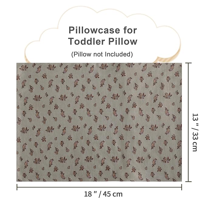 NTBAY 2 Pack 100% Natural Jersey Cotton Toddler Pillowcases, Super Soft and Breathable Travel Pillow Cases with Envelope Closure for Nursery, 13x18 Inches, Grey Floral