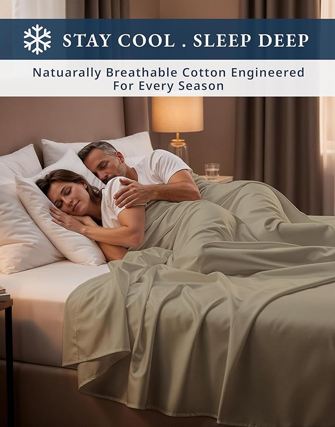 LANE LINEN 100% Egyptian Cotton Extra Long Twin Sheet Set, Soft & Comfy No Pill Fade Resistant Oeko-Tex Certified sustainably Produced Cotton Sheets XL Twin Sheets - Linen