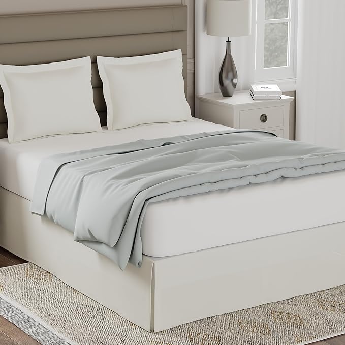 Lux Hotel Tailored Bed Skirt Classic 14" Drop Length Pleated Styling, Twin, Bone