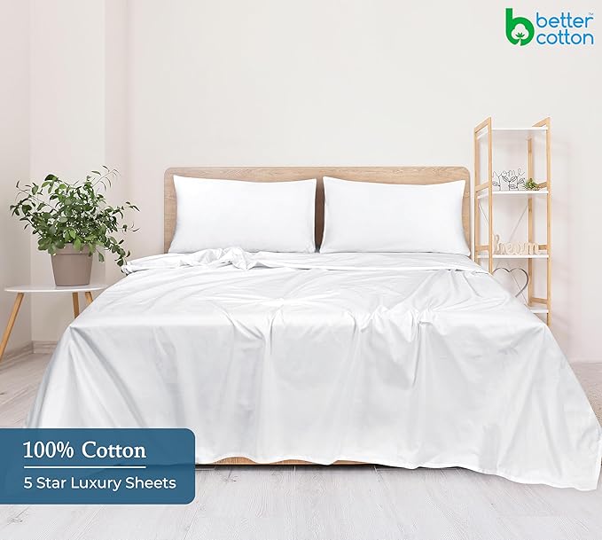 400 Thread Count 100% American Grown Cotton Flat Sheet - Cooling Sheets - Twin Sheets - Luxury Sateen Weave - Twin Flat Sheet Sold Separately - Super Soft White Flat Sheet Only (Twin, Signature White)