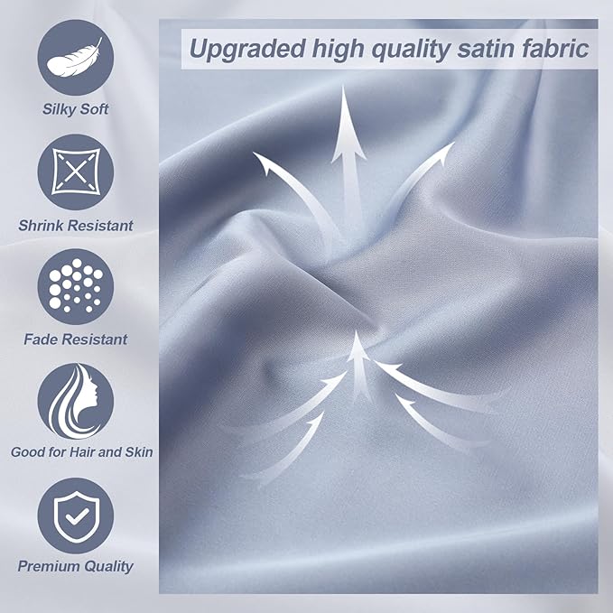 Silky Satin Pregnancy Pillow Cover, Only Pillowcase, L Shaped Snuggle Maternity Body Pillowcase for Cooling Skin Hair Full Body Pillow Cover with Hidden Zip for Side Sleeper