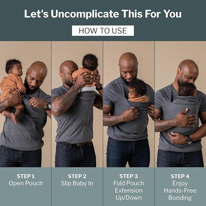 Lalabu The Dad Shirt | Hands-Free Baby Carrier for Dad with Kangaroo Pouch | Engineered for Bonding, Safety, & Comfort for Newborns Up to 15 Lbs. | CPSC Compliant - Black - 3XL