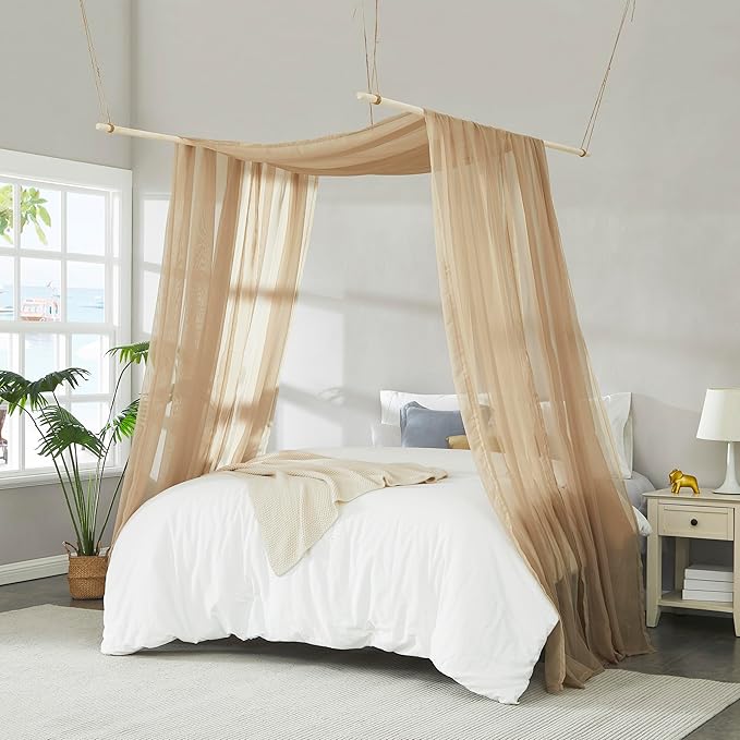 Warm Home Designs Taupe Bed Canopy Curtains in 55 x 288 Inch Size. Our King Canopy Bed Curtains Work Great as Kids Canopy, Bed Scarf, Bed Curtain or to Enhance Bed Decor. BC Taupe 288"