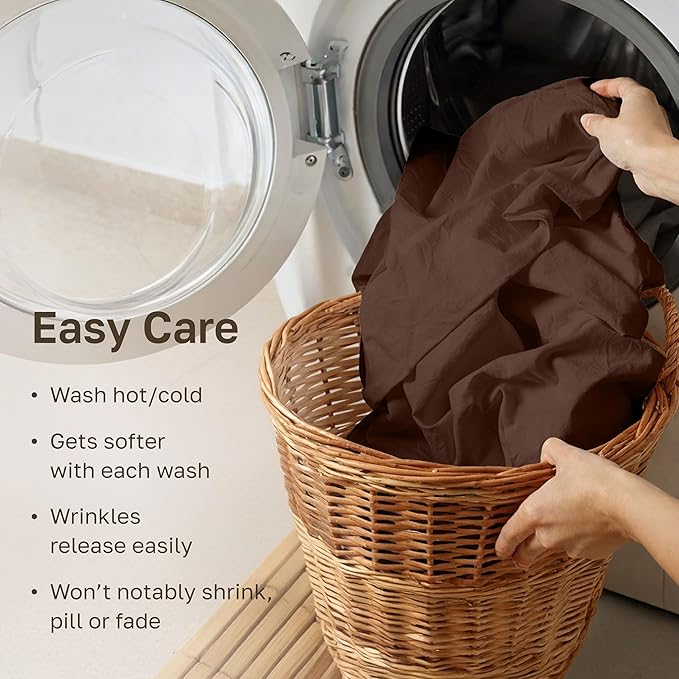 California Design Den Natural 100% Cotton King Size Sheets Set - Soft 400 Thread Count Sateen, Deep Pocket Bed Sheets, Breathable, and Durable Bedding Set - Espresso Chocolate Brown