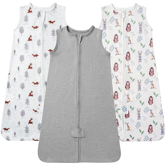 TotAha Sleep Sack 6-12 Months 3 Pack, Buttery Soft, Safe Wearable Blanket Baby Sleeping Bag with 2-Way Zipper for Girl Boy, 0.5 TOG