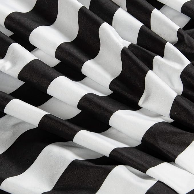 NTBAY Toddler Sheet Set - 3-Piece Microfiber Crib Sheet Set - Flat Sheet, Fitted Sheet, Pillowcase - Solid Toddler Bedding, Black and White Stripe