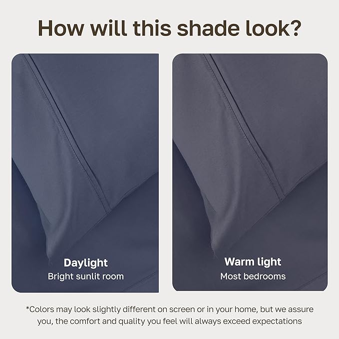 California Design Den Twin XL Sheet Sets - Soft 400 Thread Count Sateen, Natural 100% Cotton Sheets with Deep Pockets, Durable Bedding Set - Indigo Dusty Blue