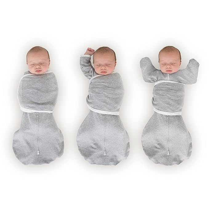 SwaddleDesigns 6-Way Omni Swaddle Sack, Arms Up Swaddle for Newborn, More Options to Calm Startle Reflex, Improves Sleep, Easy Transition Baby Sleep Sack, 12-18 lbs, Heathered Gray