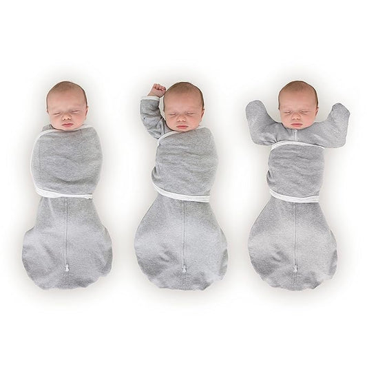 SwaddleDesigns 6-Way Omni Swaddle Sack, Arms Up Swaddle for Newborn, More Options to Calm Startle Reflex, Improves Sleep, Easy Transition Baby Sleep Sack, 12-18 lbs, Heathered Gray