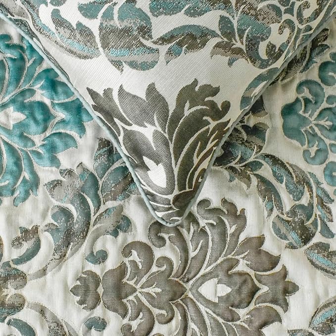The HomeCentric King/Queen/Twin Blue Designer Full 68"x18" Bed Runner Without Pillow Cover, Damask Bed Scarf on Jacquard Fabric - Royal Elegance