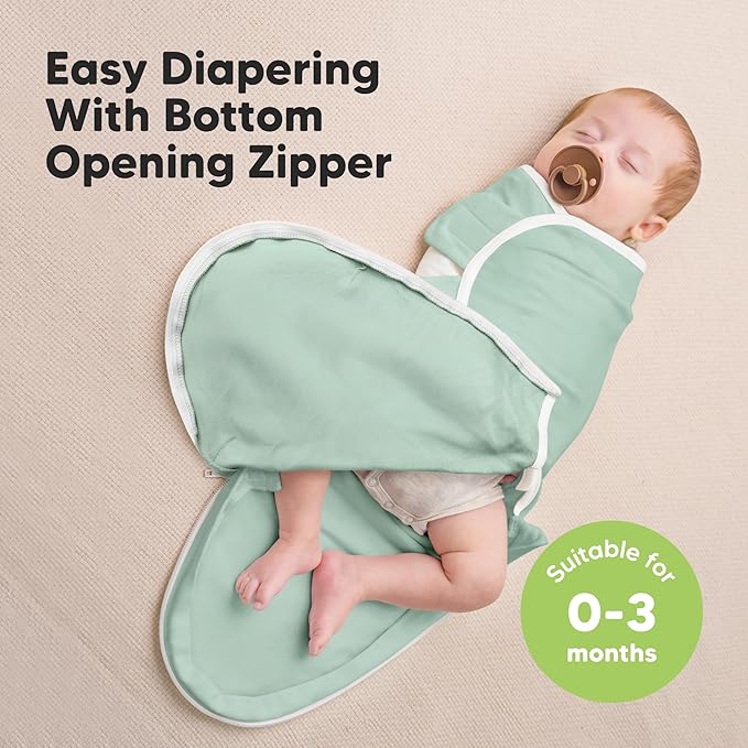 Baby Swaddle Sleep Sacks with Zipper - 3-Pack Swaddles for Newborns 0-3 Months, Infant, Baby Girls, Boys, Soft & Durable Newborn Sleep Sack, Easy Diaper Change Swaddling Blanket (Sage, OS)