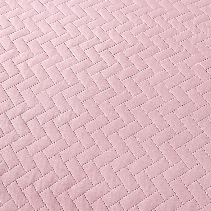JML Quilts Set, Bedspread Coverlet Set with Pillowcases - 3 Piece Soft and Lightweight Bed Quilt for Spring, Autumn and Summer (Embossed Weave - Pink, King(92"x104"))