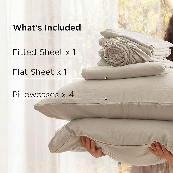 Bedsure Deep Pocket Queen Sheets - 6 Piece, Prewashed Ultra-Soft Queen Sheet Set, Fits Mattresses Up to 18 Inches Thick, Breathable & Secure Fit, Hotel Luxury Bedding, Linen
