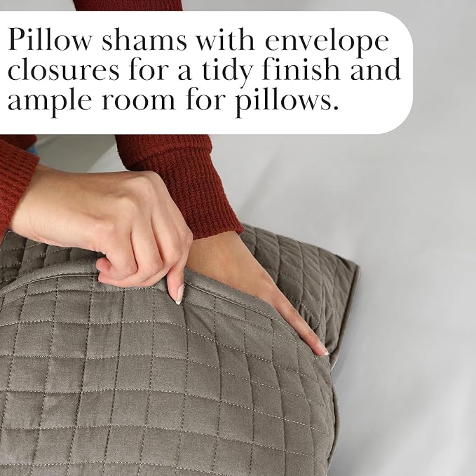 Southshore Fine Living, Inc. Oversized Quilt, King Size Bedding Set, Soft Microfiber, Easy Care Stain and Pet Hair Resistant Bedding, California/King Size Quilt Bedspread Set w/2 Shams, Dark Taupe