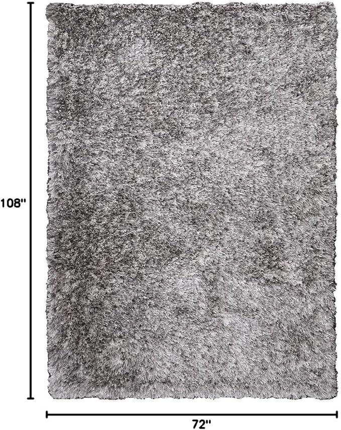 Hand Tufted SHAG Polyester ECO-Friendly Area Rugs - 6'x9', Rectangle, Gray White, Solid Plain Design, High Pile Thick Handmade Anti Skid Rugs for Living Room, Bed Room K00111
