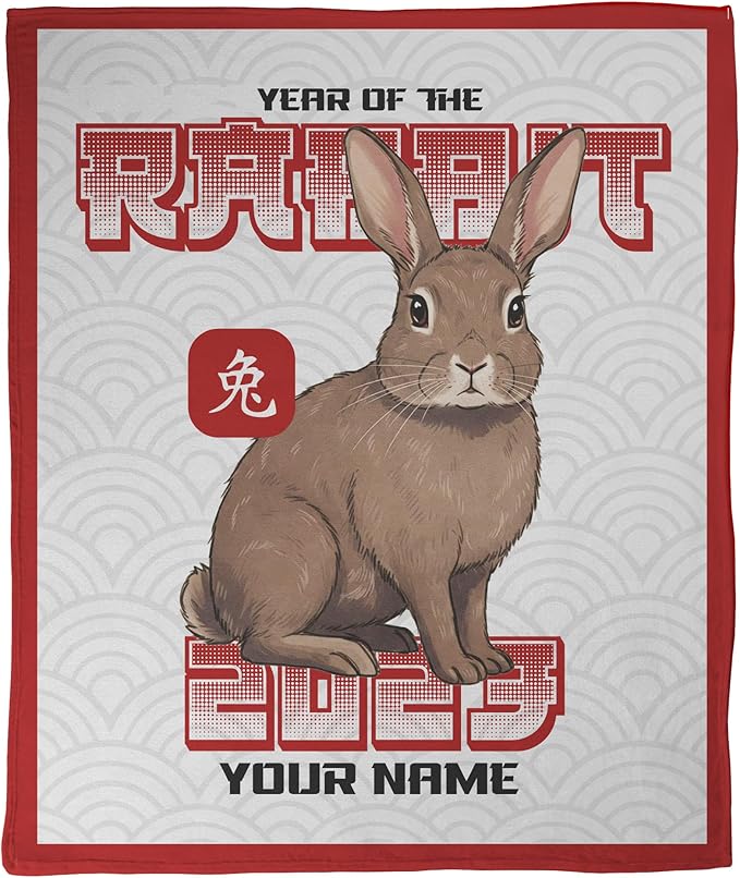 FrameStory - Personalized Chinese Astrology Zodiac Animal Birth Year Blanket, Lunar New Year Chinese New Year Festival, 50x60 Silky Fleece Soft Cozy Couch Throw Sofa Blanket; 1-Sided Print