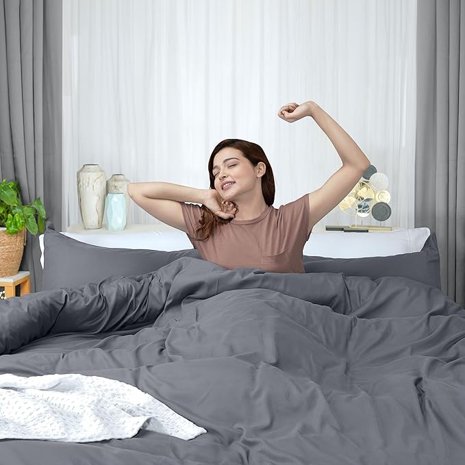 Utopia Bedding Duvet Cover Full Size - 3 Piece with Zipper Closure - 1 Comforter Cover 80X90 Inches & 2 Pillow Shams 20X26 Inches (Pack of 10, Grey) Comforter Not Included