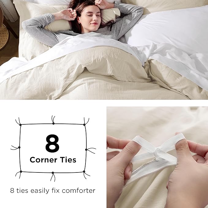Bedsure Oat Milk Duvet Cover King Size Only - Prewashed Cotton-Like Polyester Extra Soft All Season Bedding, Includes 1 Duvet Cover 104x90 Inches with Zipper Closure, Comforter Not Included