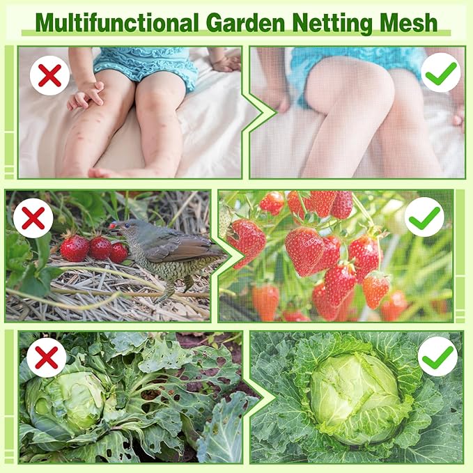 Stronger Garden Mesh Netting - 10 x 20 ft PP Nanocomposite Bird Net Barrier, Mosquito Netting Screen for Outdoor Plants Vegetables Patios Balconies Terraces, Shading Rate 20% (White)
