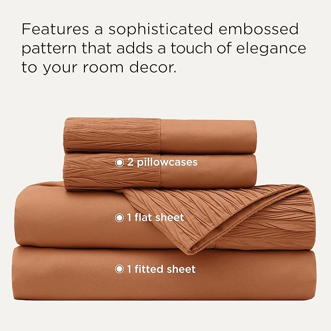 Bedsure California King Sheet Sets - 4 Pieces Soft Cal King Sheets - Breathable & Cooling - Hotel Luxury - Easy Care Polyester Microfiber Bedding for Women, Men, Terracotta