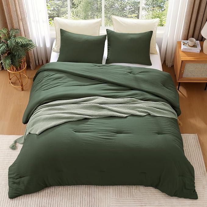 WRENSONGE King Size Comforter Set - 3 Pieces Deep Forest Comforter Prewashed Soft Lightweight for All Seasons,Fluffy Down Alternative Comforter King Size with 2 Pillow Shams