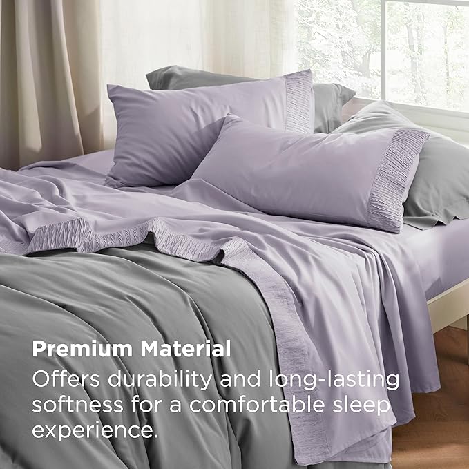 Bedsure Twin XL Sheet Sets Dorm Bedding - 3 Pieces Soft Extra Long Twin Sheets, Hotel Luxury, Easy Care Microfiber for Women, Men, Lavender