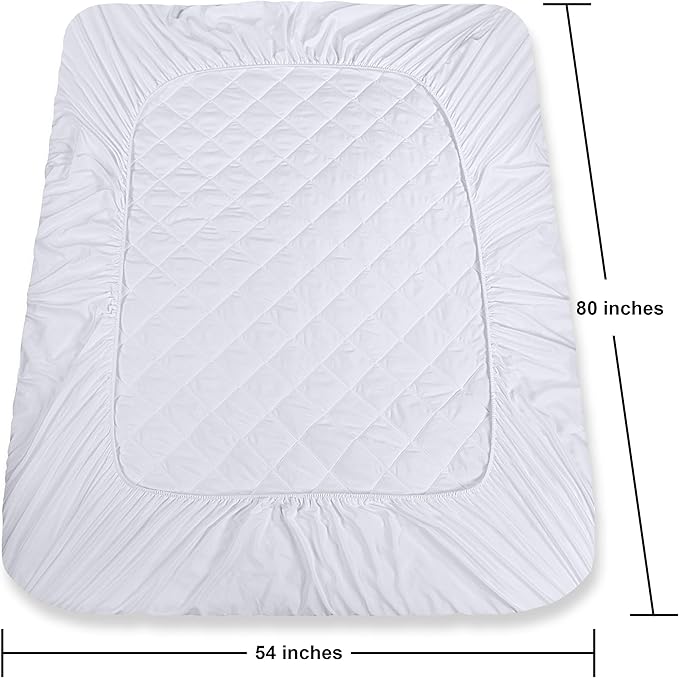 Utopia Bedding Quilted Fitted Mattress Pad, Full XL Size, Elastic Fitted Mattress Topper Protector and Cover with Deep Pocket Stretches up to 16 Inches, Machine Washable (White)