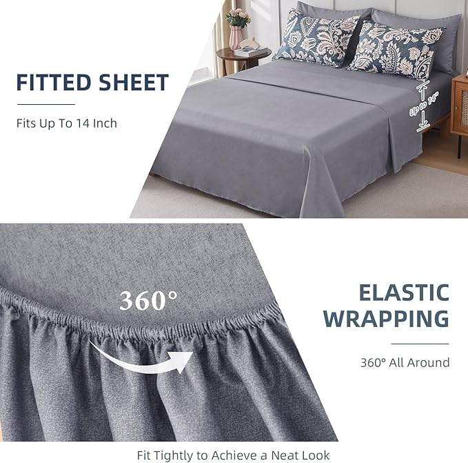 Drucon Paisley Comforter Set Queen, 7 Pieces Bed in a Bag Boho Comforter Bedding Soft Microfiber Queen Size Navy Blue Comforter with Sheet & Pillowcases