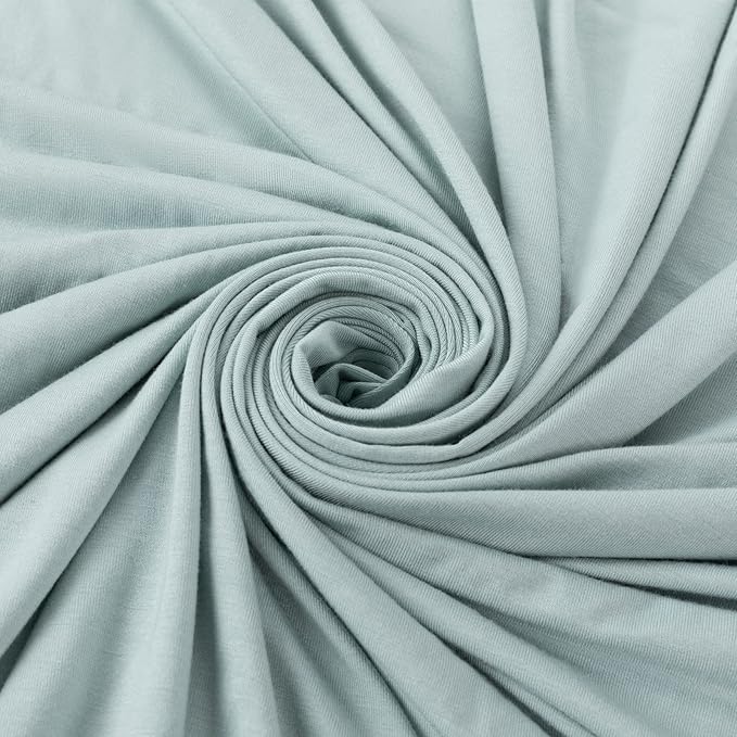 Large Jersey Knitted Swaddle Blanket for Baby, Soft Stretchy Receiving Blanket for Newborns with Hat, Baby Nursery Swaddle 47 x 47 inches(Seafoam)