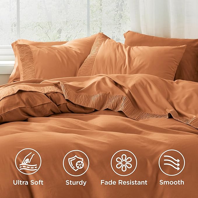 Bedsure Twin XL Sheet Sets Dorm Bedding - 3 Pieces Soft Extra Long Twin Sheets, Hotel Luxury, Easy Care Microfiber for Women, Men, Dusty Orange