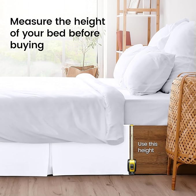 Utopia Bedding King Bed Skirt - Soft Quadruple Pleated Ruffle - Easy Fit with 16 Inch Tailored Drop - Hotel Quality, Shrinkage and Fade Resistant (King, White)