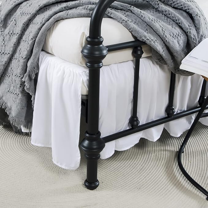 Bed Skirt Full Size Ruffled Bed Skirts with Split Corners, 14 Inch Drop Dust Ruffle Bed Skirt with Platform, White