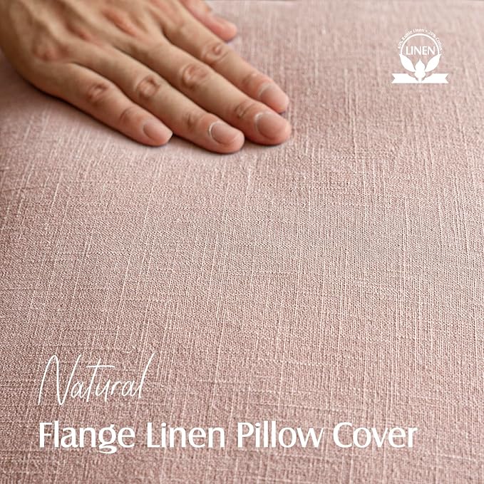 Foindtower Pack of 2, Decorative Linen Solid Throw Pillow Covers Soft Accent Cushion Case Boho Farmhouse Pillowcase for Chair Couch Sofa Bedroom Living Room Home Decor 18 x 18 Inch Light Pink