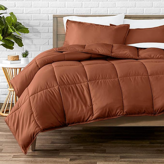 Bare Home Comforter Set - Queen Size - Ultra-Soft - Goose Down Alternative - Premium 1800 Series - All Season Warmth (Queen, Terracotta)