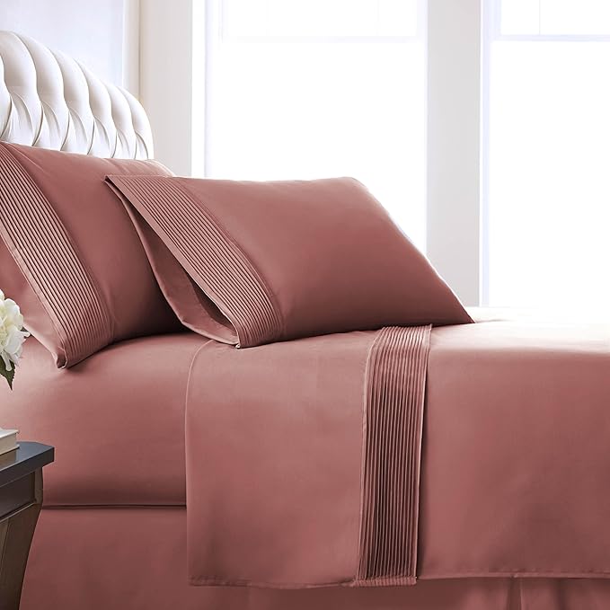 Southshore Fine Living, Inc. Queen Bed Sheets deep Pocket Set with 21" Deep Queen Fitted Sheet, 2 Queen Pillow Cases | Hotel Luxury Quality | Easy Care Microfiber Sheets | Marsala (Terra Cotta)