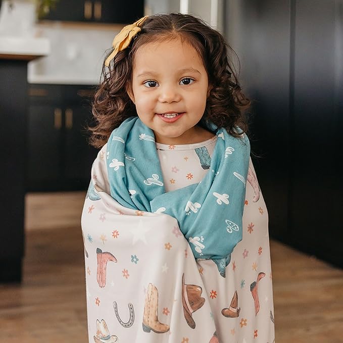 Large Premium Knit Baby 3 Layer Stretchy Quilt Blanket "Cheyenne" by Copper Pearl