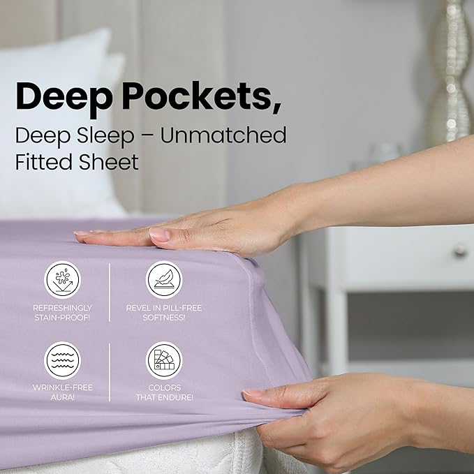 Utopia Bedding King Fitted Sheet - Bottom Sheet - Deep Pocket - Soft Microfiber - Shrinkage and Fade Resistant-Easy Care -1 Fitted Sheet Only (Lavender)