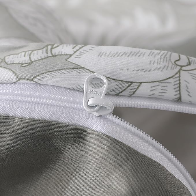 OAITE Duvet Cover Set Queen Size Floral Pattern 600 Thread Count Ultra Soft 100% Long Staple Cotton Duvet Cover Sets 3-PC, Breathable Duvet Cover with Zipper Closure & Corner Ties